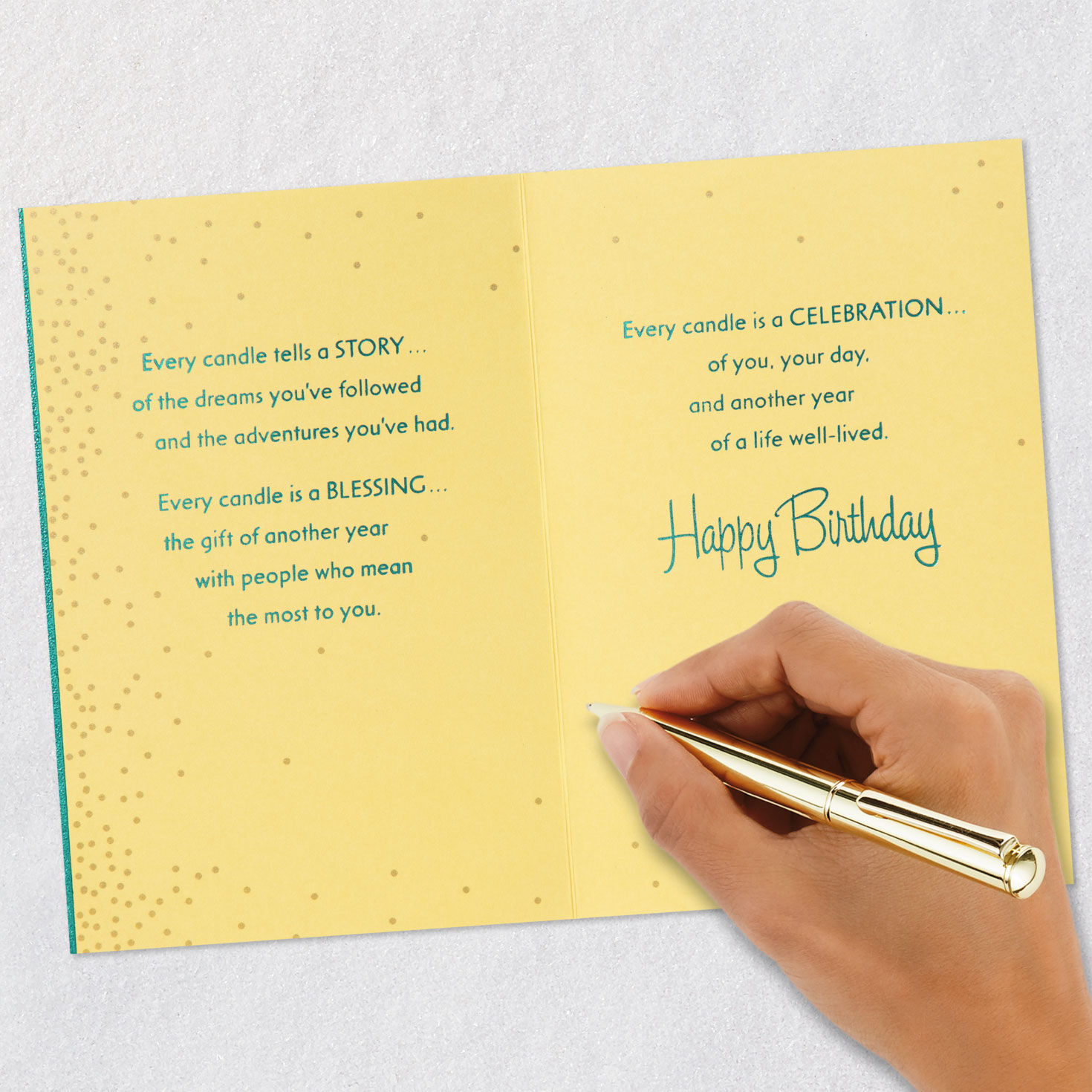 Lit Candles Orange 90th Birthday Card signing card image number 7