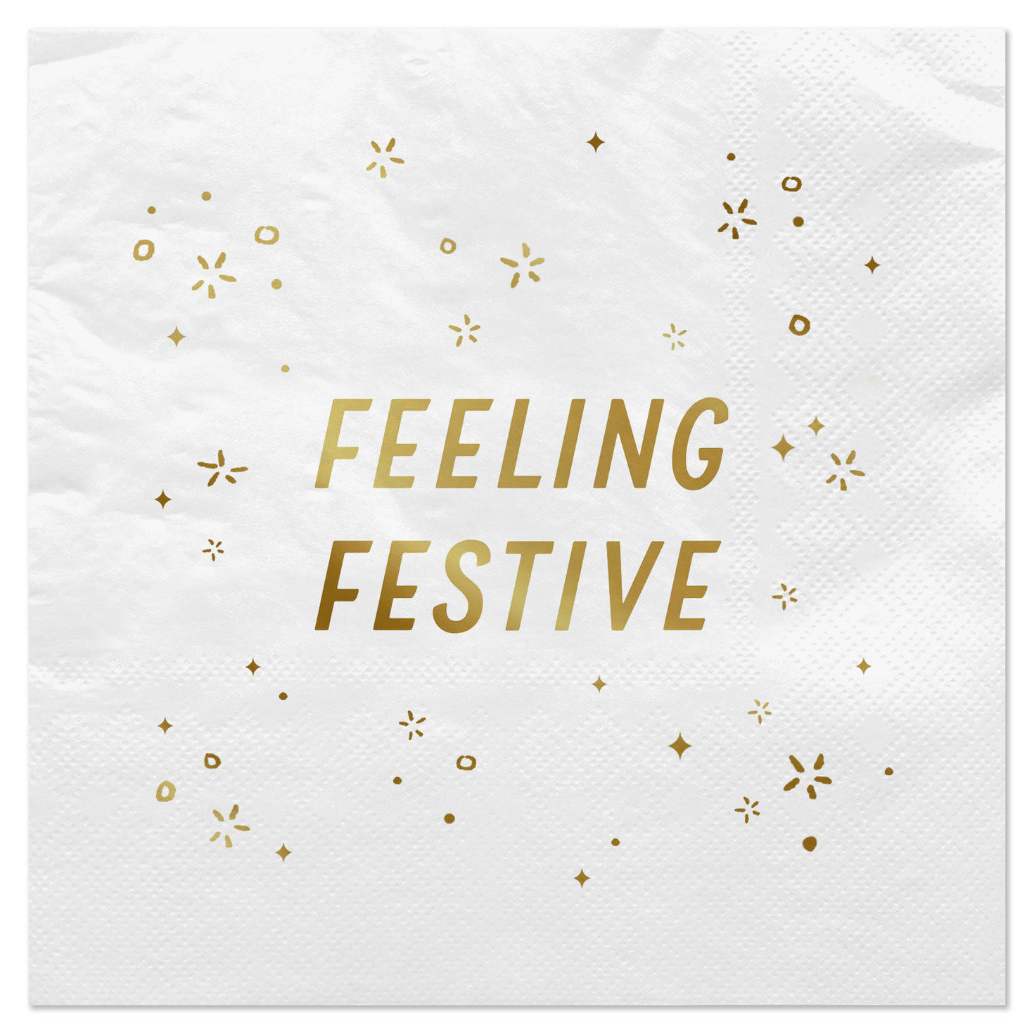 "Feeling Festive" on White Holiday Cocktail Napkins, Pack of 20