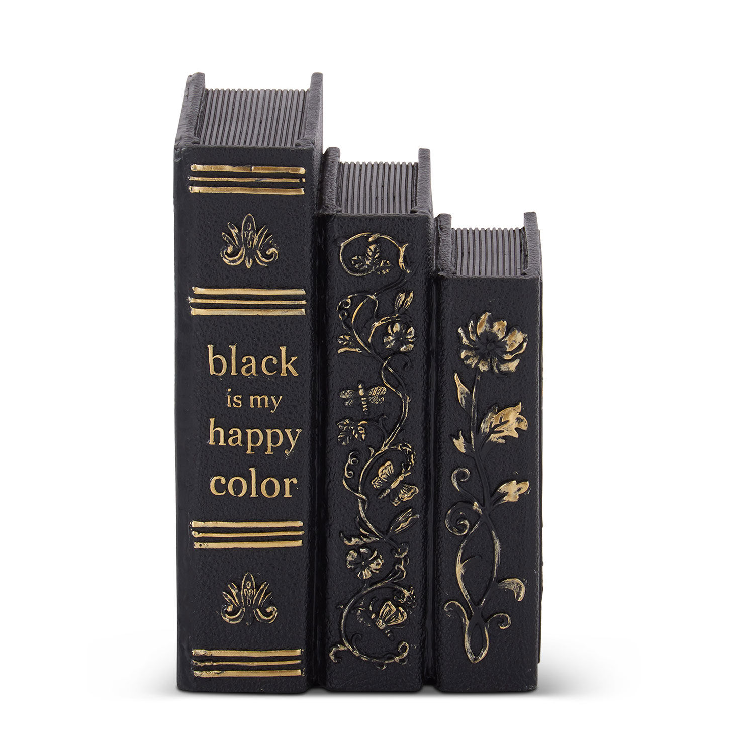 K&K Interiors Black Is My Happy Color Books Figurine, 7.25"