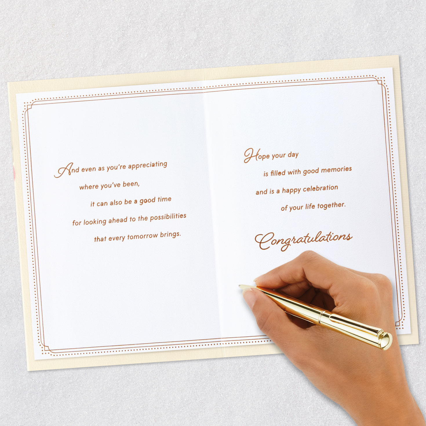 Pencil-sketch Roses with Pink Leaves Anniversary Card  image number 7