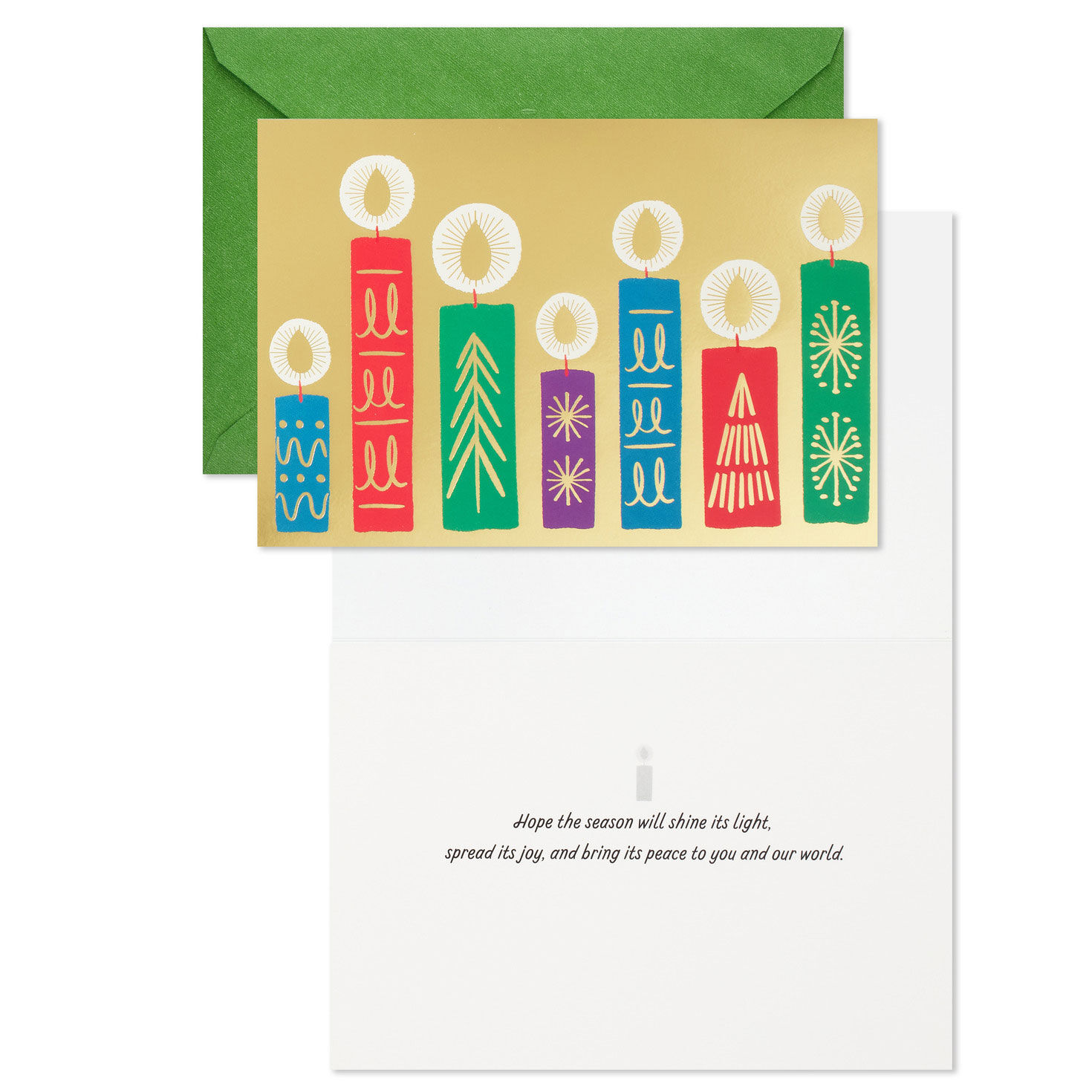 Bright Candles Boxed Christmas Card Pack Card Front with Sentiment image number 3
