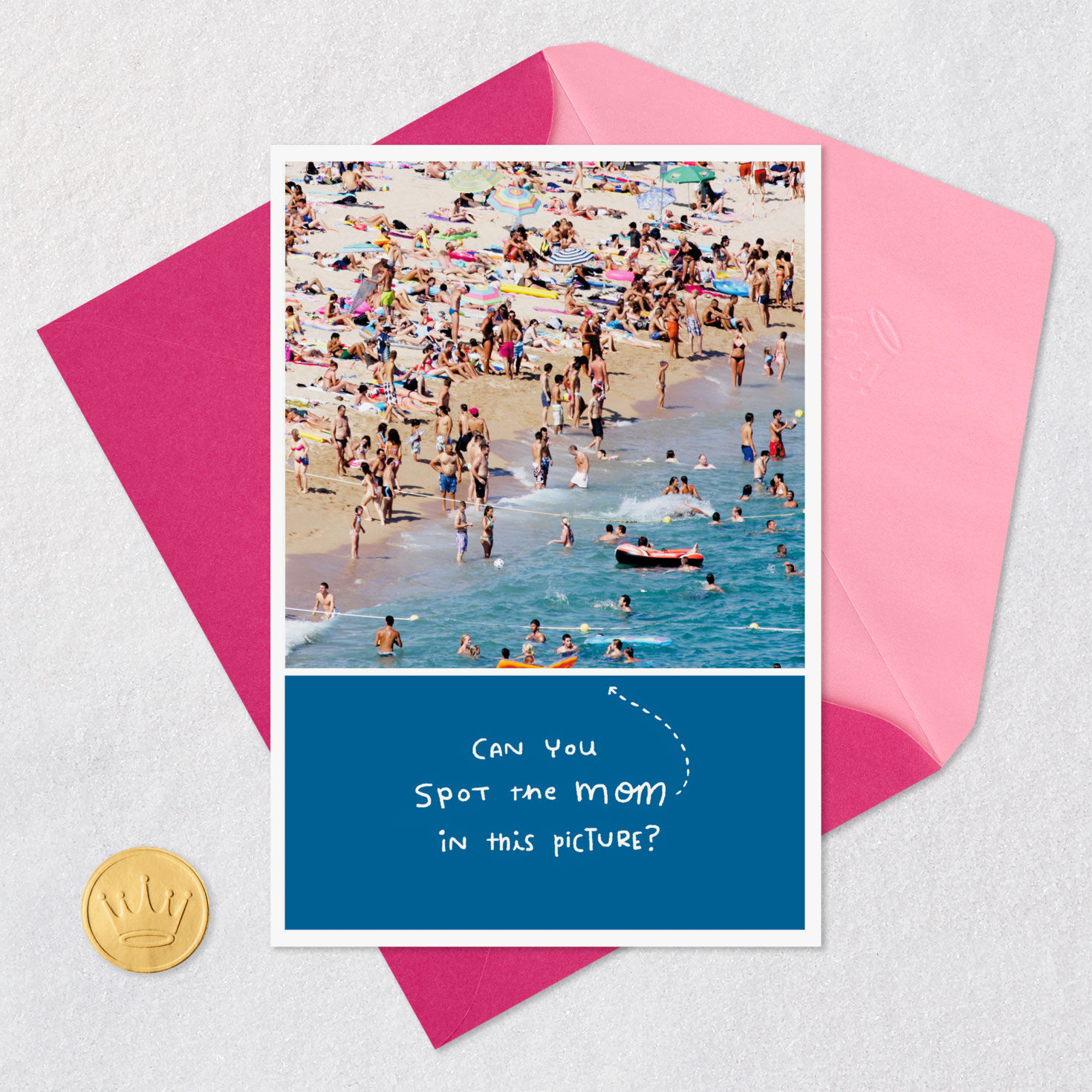 Crowded Beach Photo Mother's Day Card  image number 5