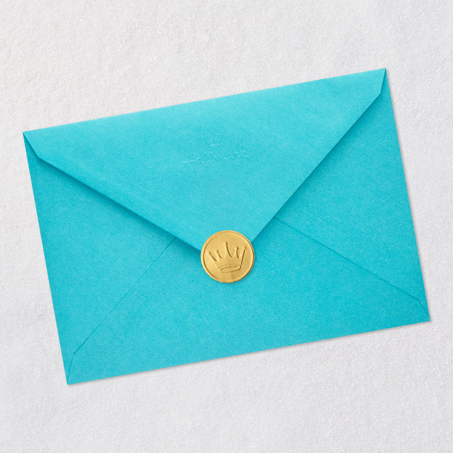 Teal and Yellow Cat Crown Birthday Card Envelope Back with Seal image number 7
