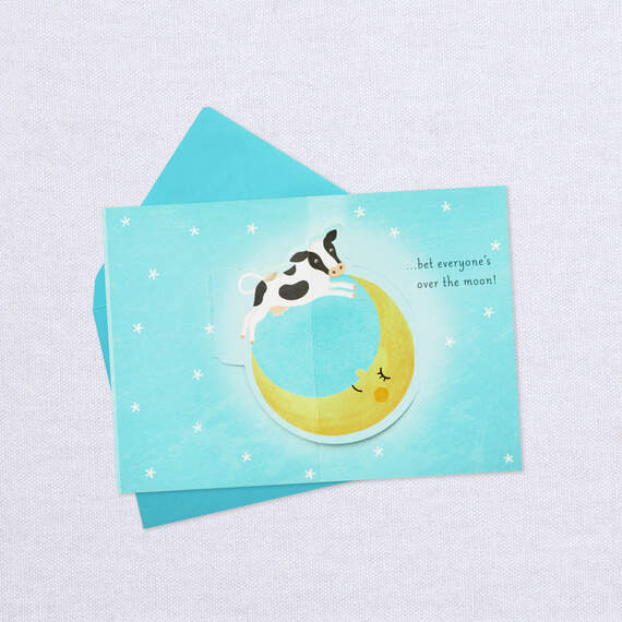 Over the Moon Mini Pop Up New Baby Boy Card, , large image number 3