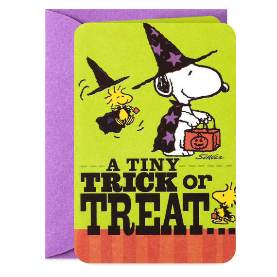 3.25" Mini Peanuts® Snoopy and Woodstock Trick or Treat Halloween Card, , large image number 3