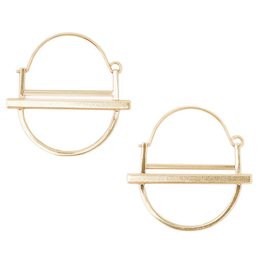 Gold Saturn Hoop Earrings, 