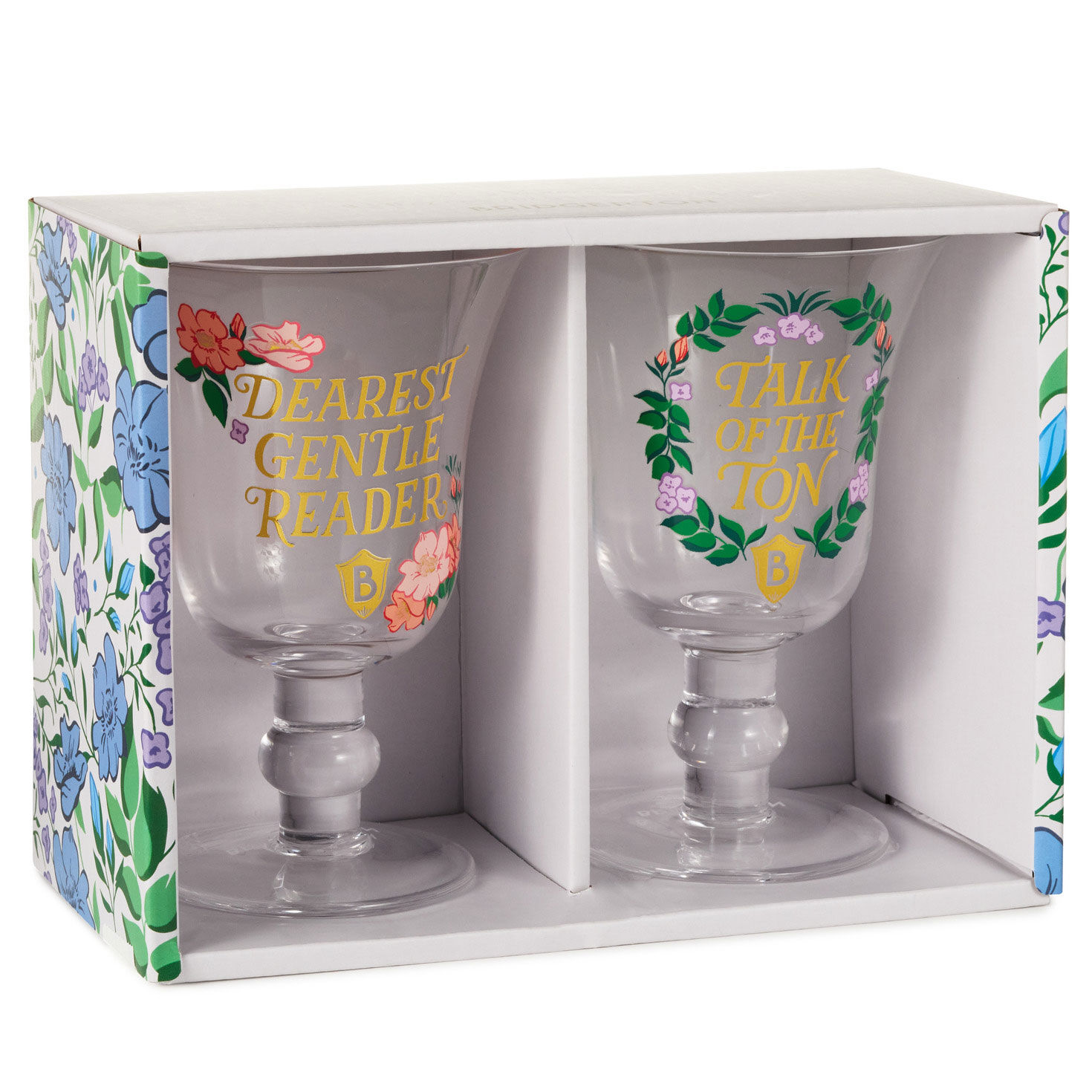 Bridgerton Floral-Patterned Glass Goblets package front image number 5