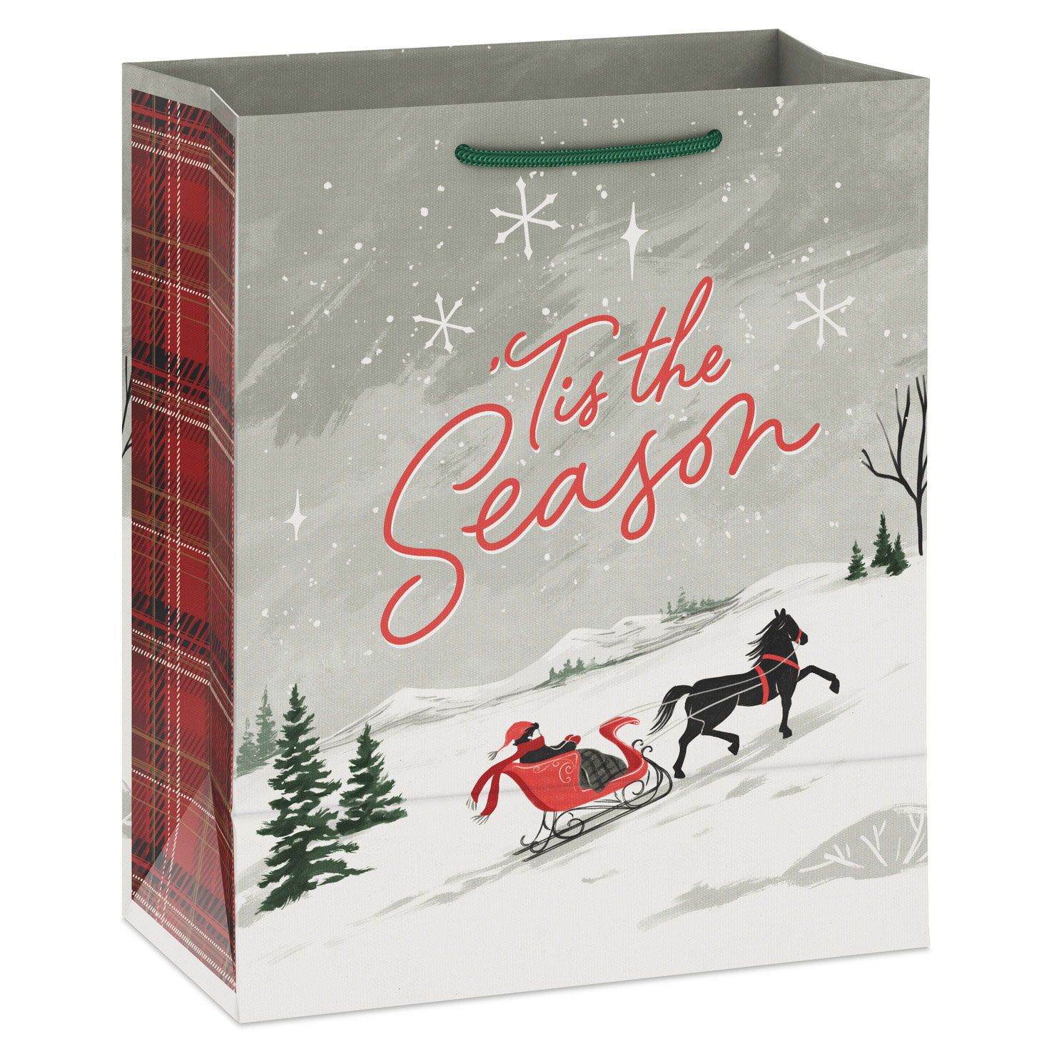 Vintage Sleigh Medium Holiday Gift Bag Back image number 6