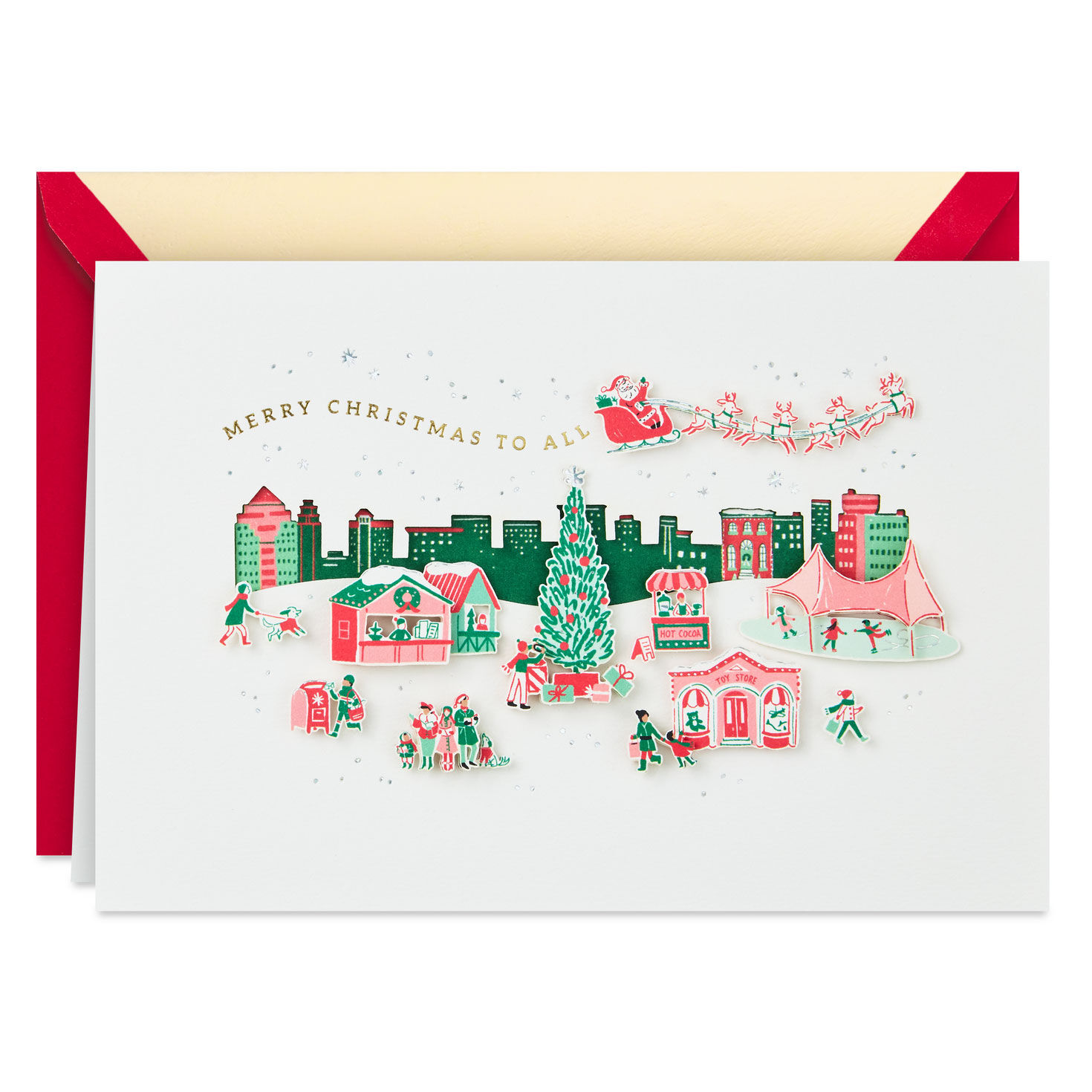 Merry Christmas to All Festive City Scene Christmas Card