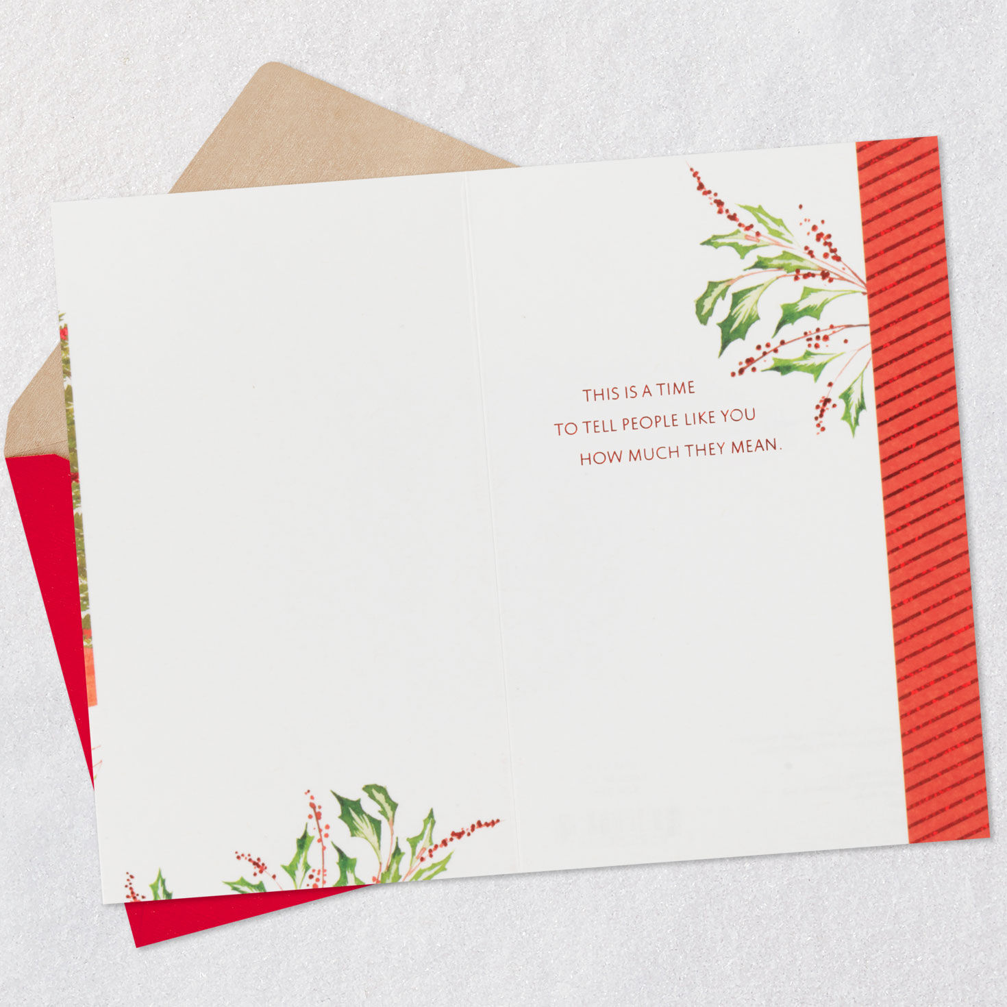 Watercolor Fireplace Scene Christmas Card Open card with envelope image number 3