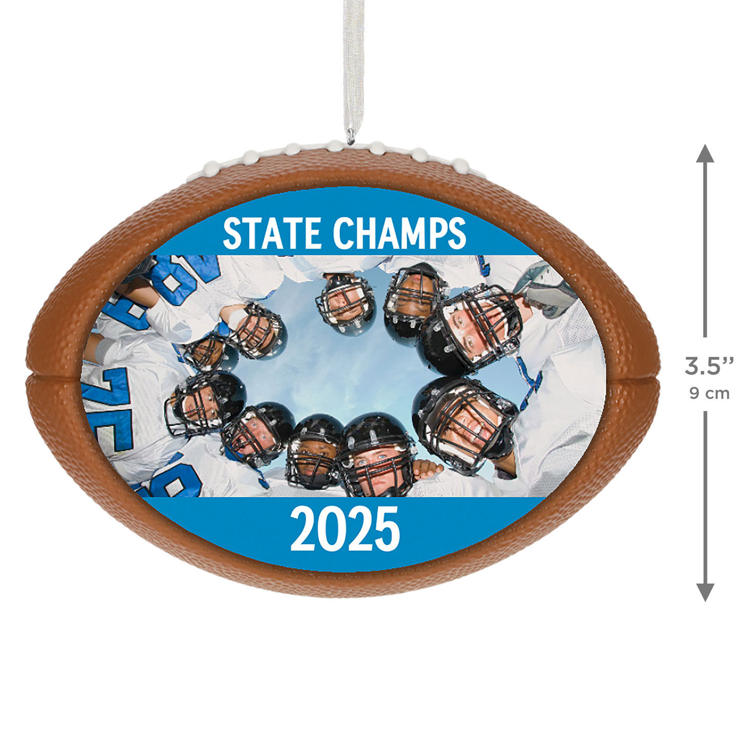 Football Personalized Photo and Text Ornament measurement image number 3