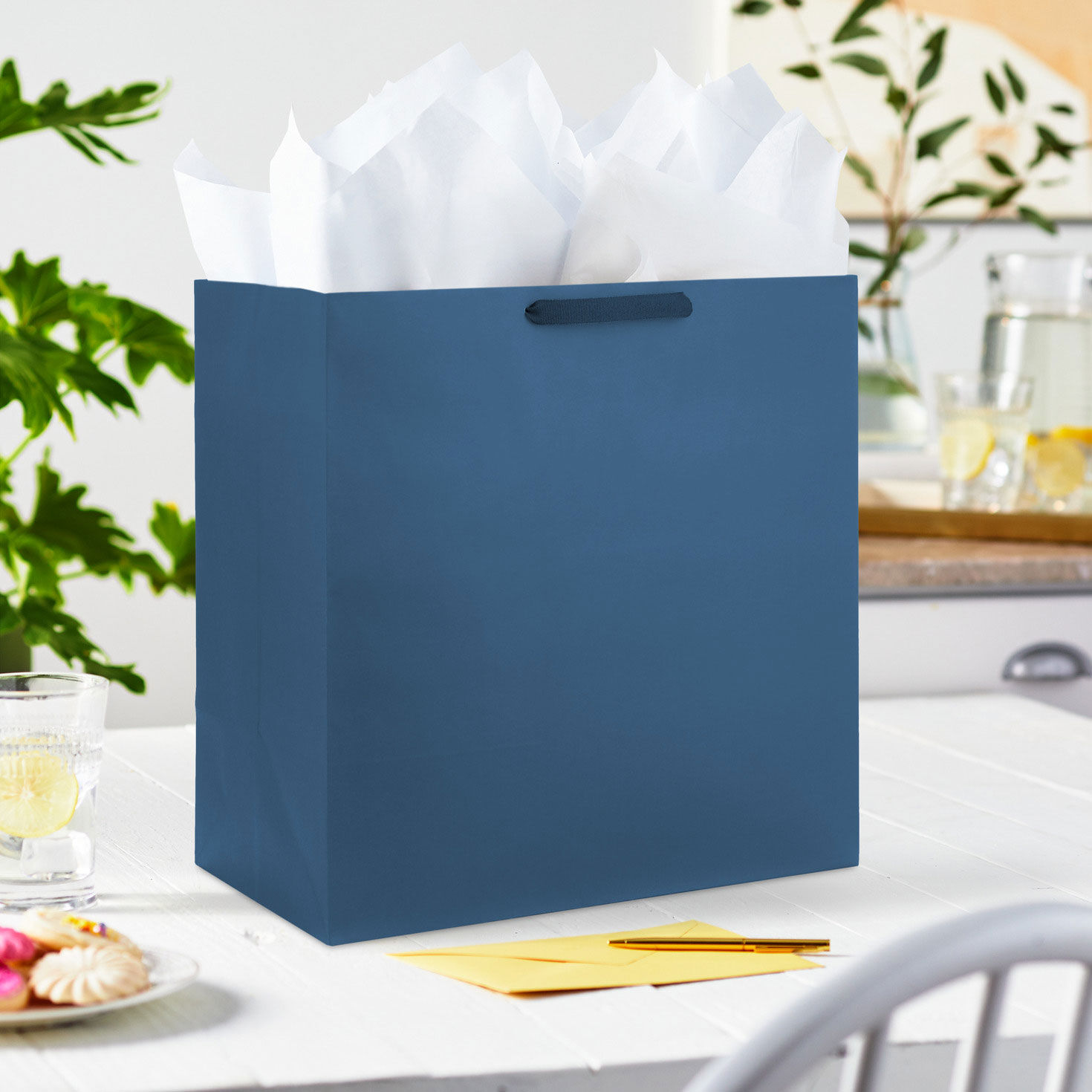 15" Navy Extra-Deep Gift Bag, Navy, large image number 2