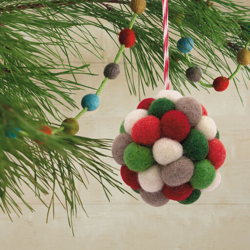Pom-Poms Ball Felt Fabric Hallmark Ornament, 