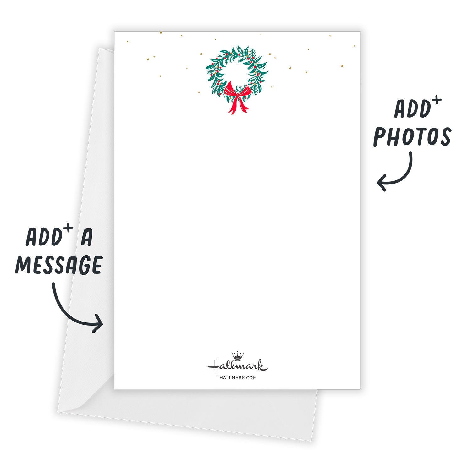 Santa Decorating Tree Personalized Christmas Card Card back with Envelope indicating personalization image number 3