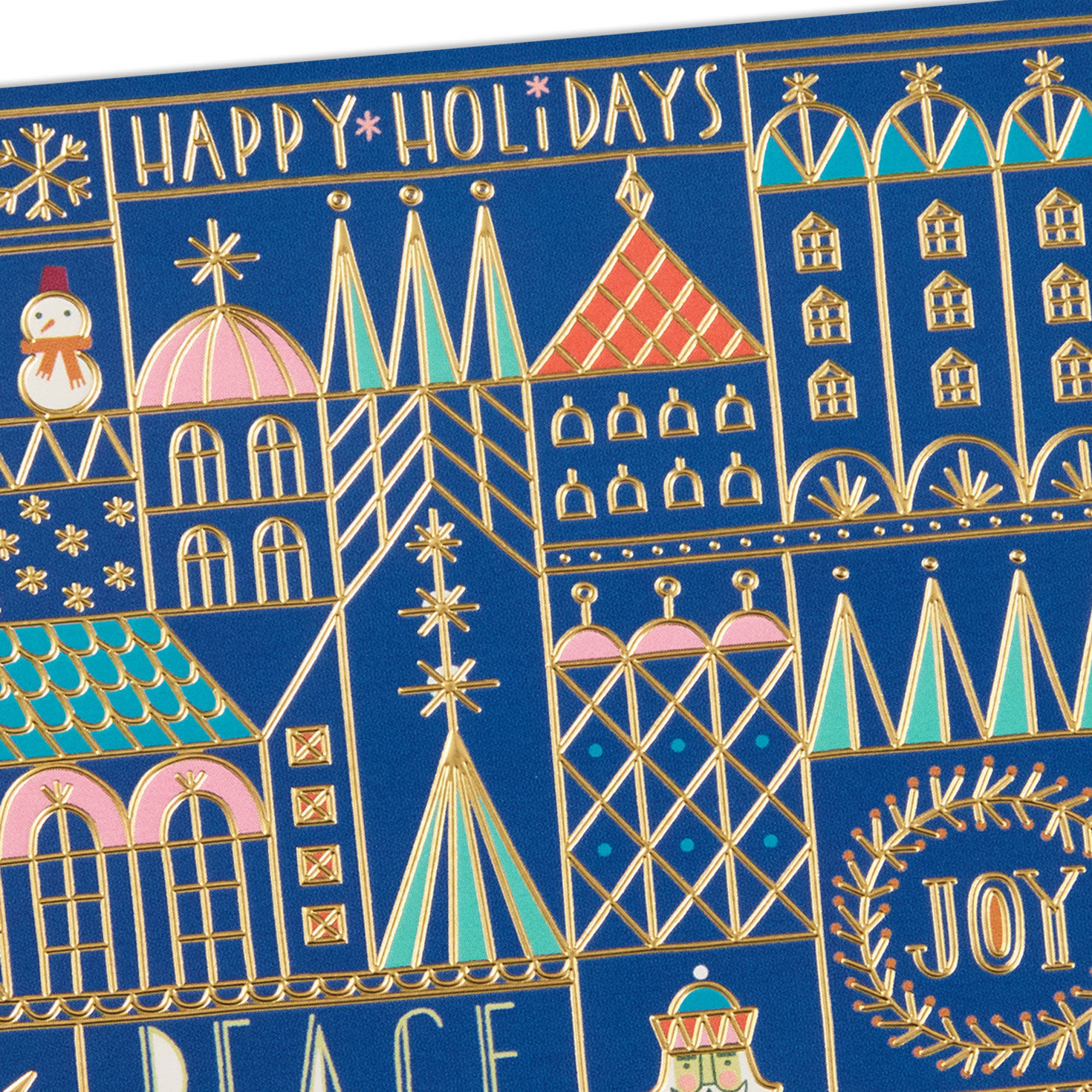 UNICEF Geometric Christmas Village on Blue Boxed Christmas Cards, Pack of 12 for only USD 12.50 | Hallmark