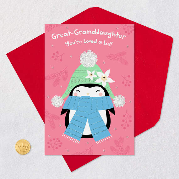 So Cute and Loved Penguin Christmas Card for Great-Granddaughter, , large image number 5