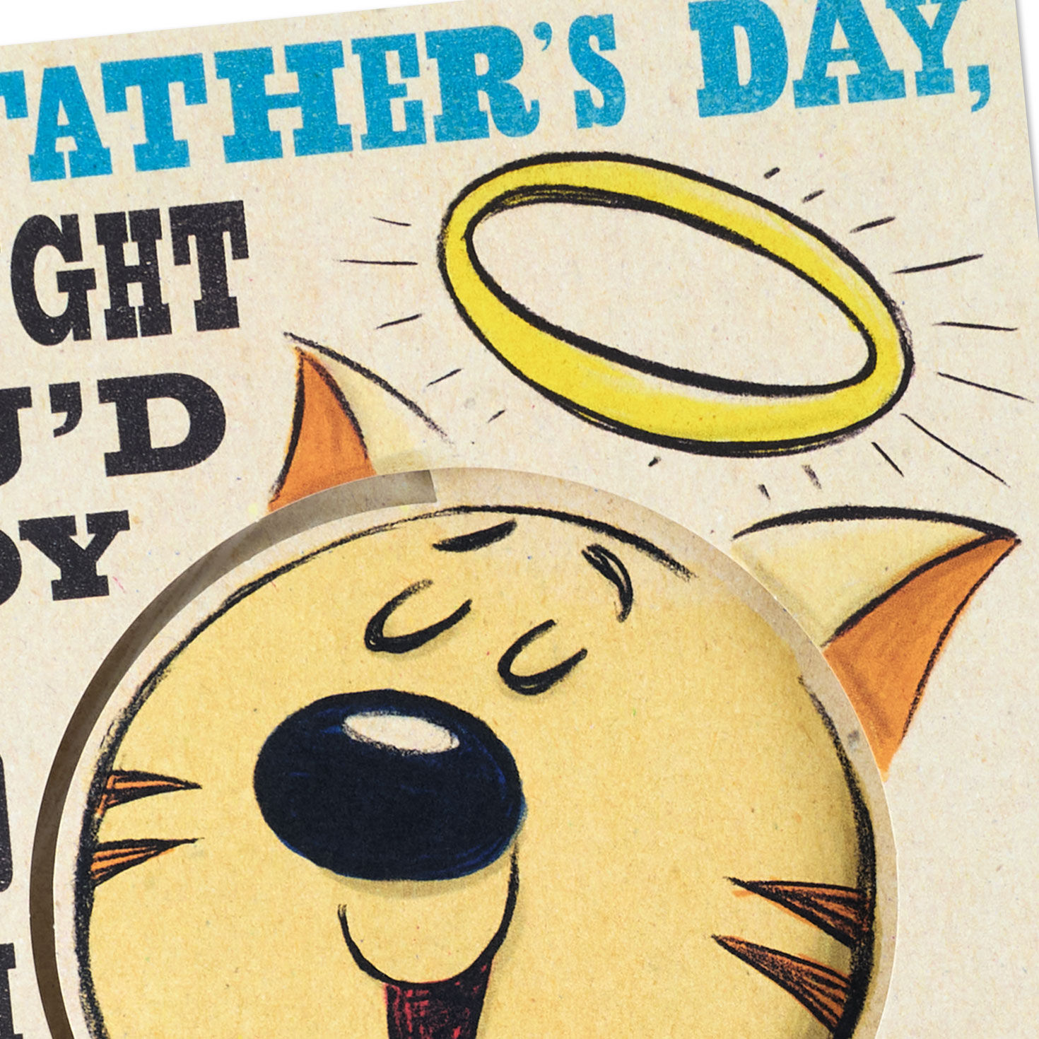 Cat With Halo Funny Pop-Up Father's Day Card for Dad Card Cover Detail image number 4