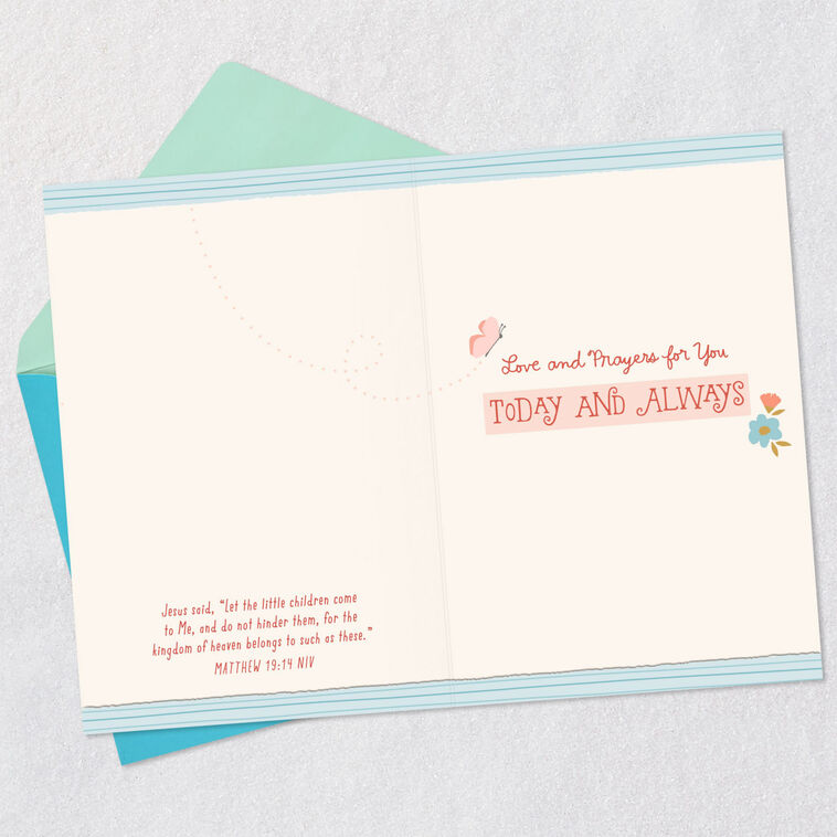 Blue and Coral Flowers Baptism Card for Goddaughter  image number 4