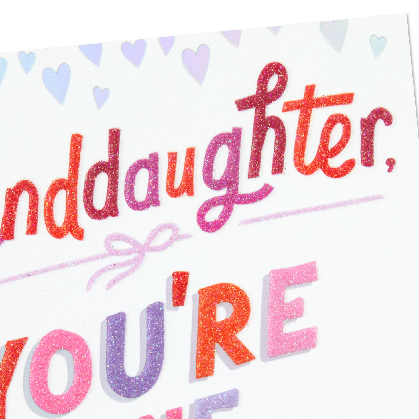 Sparkly Lettering and Hearts Granddaughter Valentine's Card Card Front Detail image number 4