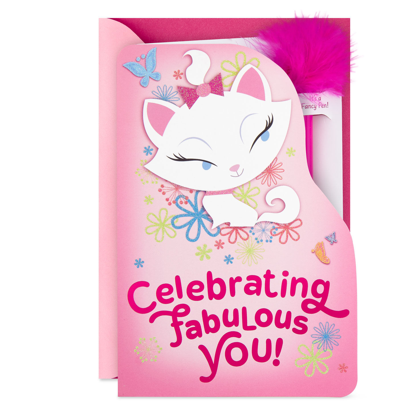 Disney The Aristocats Marie Purr-fectly Sweet Birthday Card with Feather-Topped Pen for only USD 7.59 | Hallmark