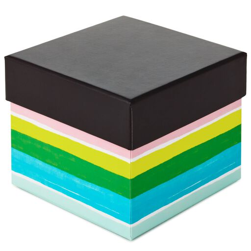 5" Square Rainbow Stripes Gift Box, 