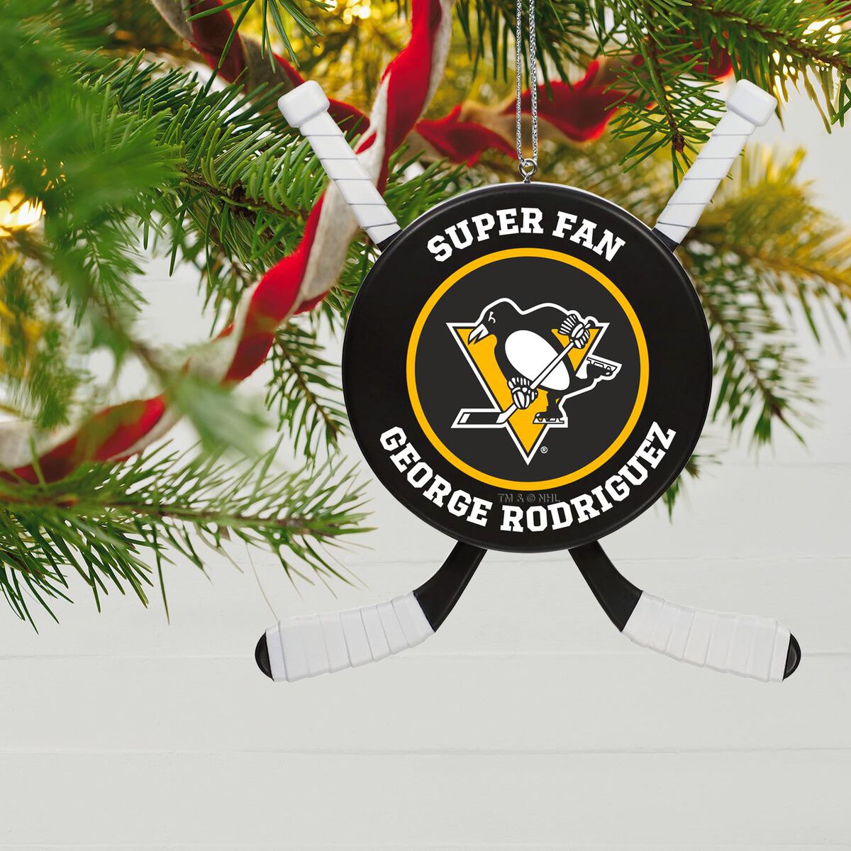 NHL Hockey Personalized Ornament, Pittsburgh Penguins® Personalized