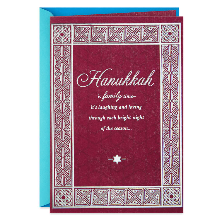 Geometric Border Hanukkah Card for Daughter and Family  image number 1