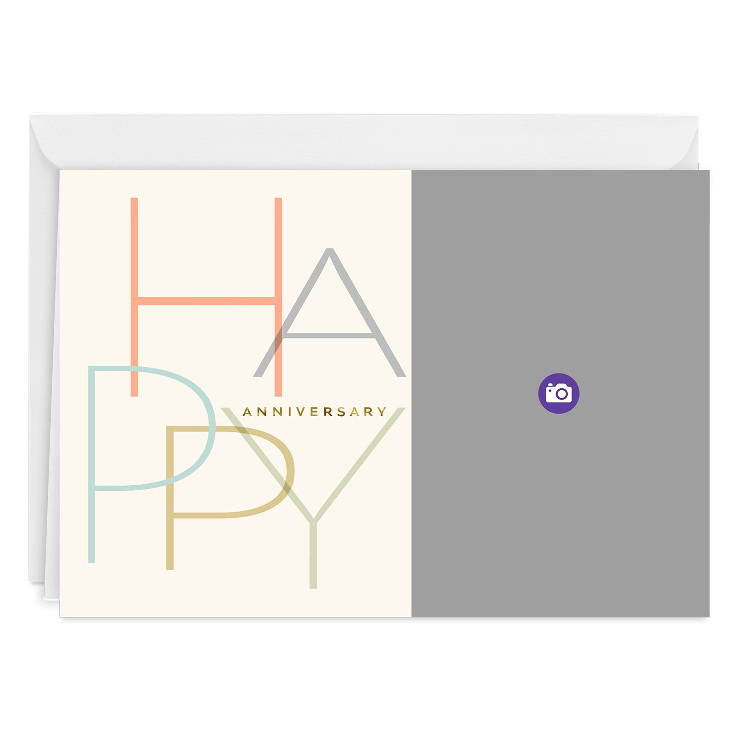 Personalized Colorful Letters Anniversary Photo Card  image number 3