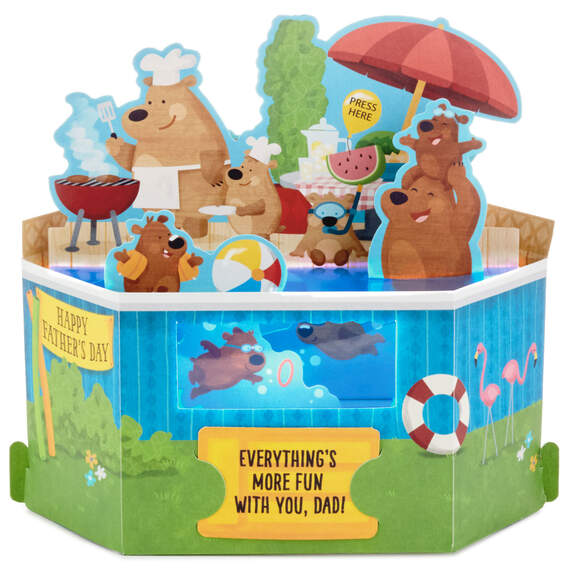 Backyard Pool Pop Up Musical Father's Day Card With Light, , large image number 2