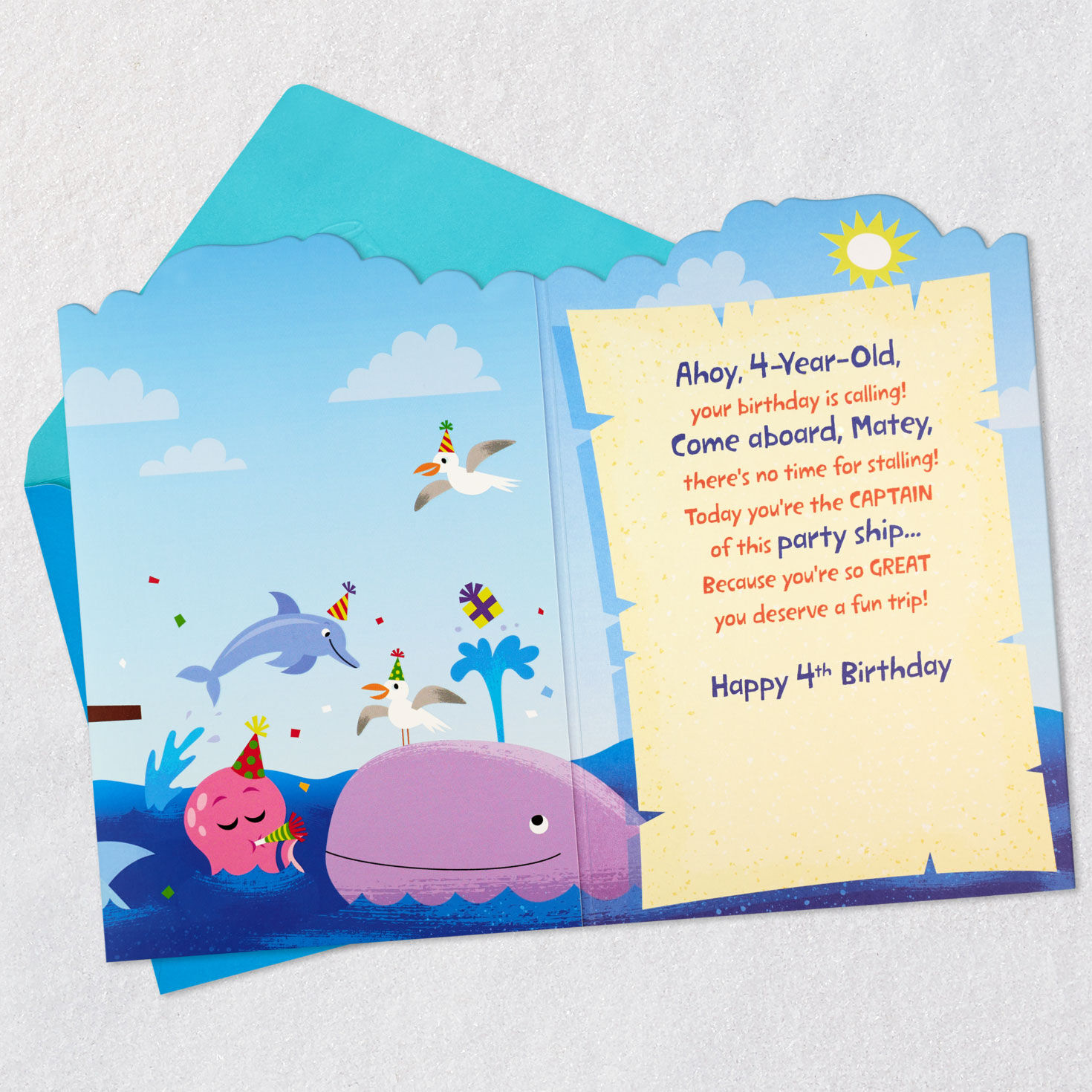 Pirate Ship Party 4th Birthday Card for Kids, , large image number 3