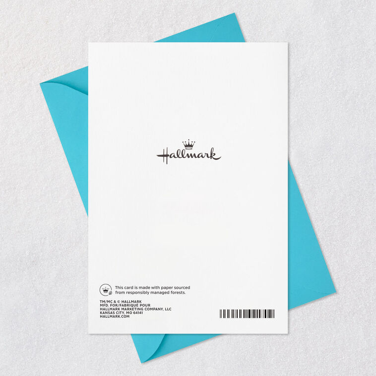 Modern Rainbow Lettering on Navy Anniversary Card Card Back with Envelope image number 8