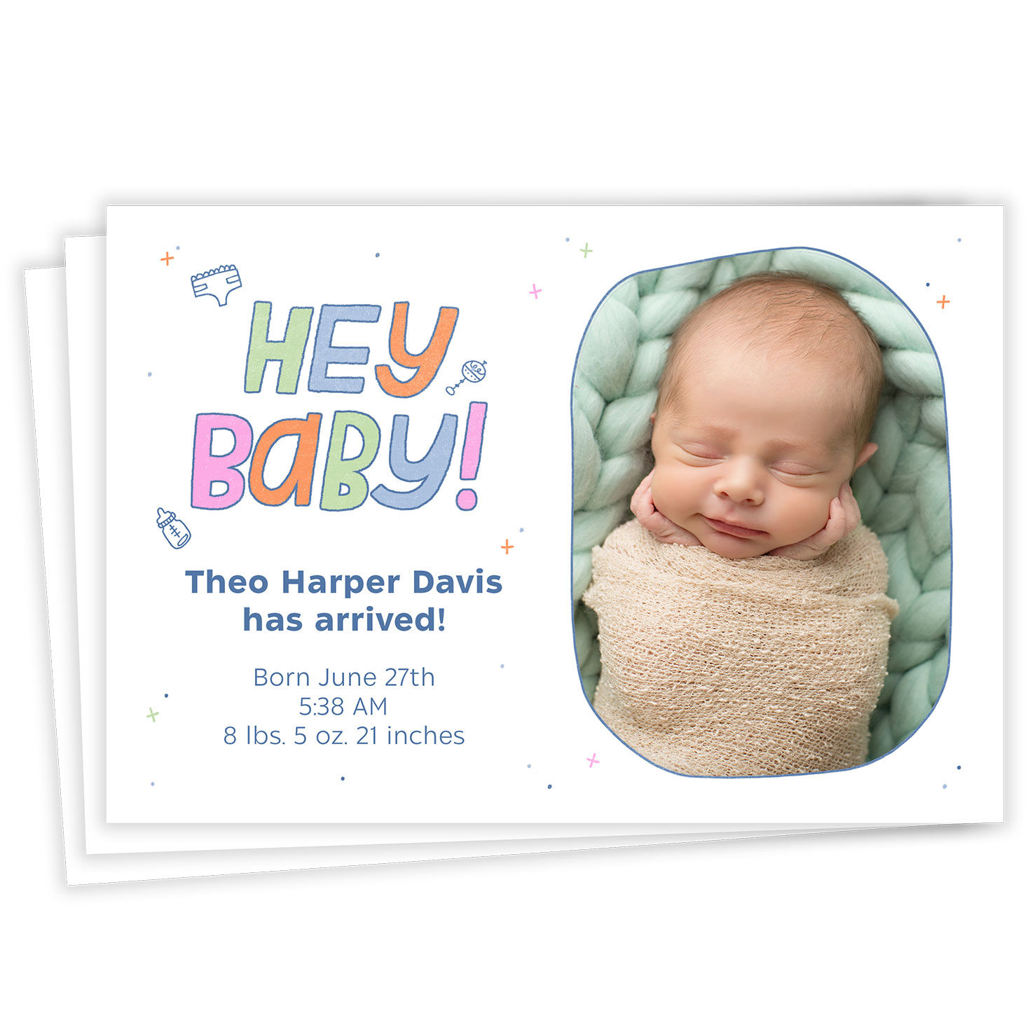 Hey Baby! Flat Birth Announcement