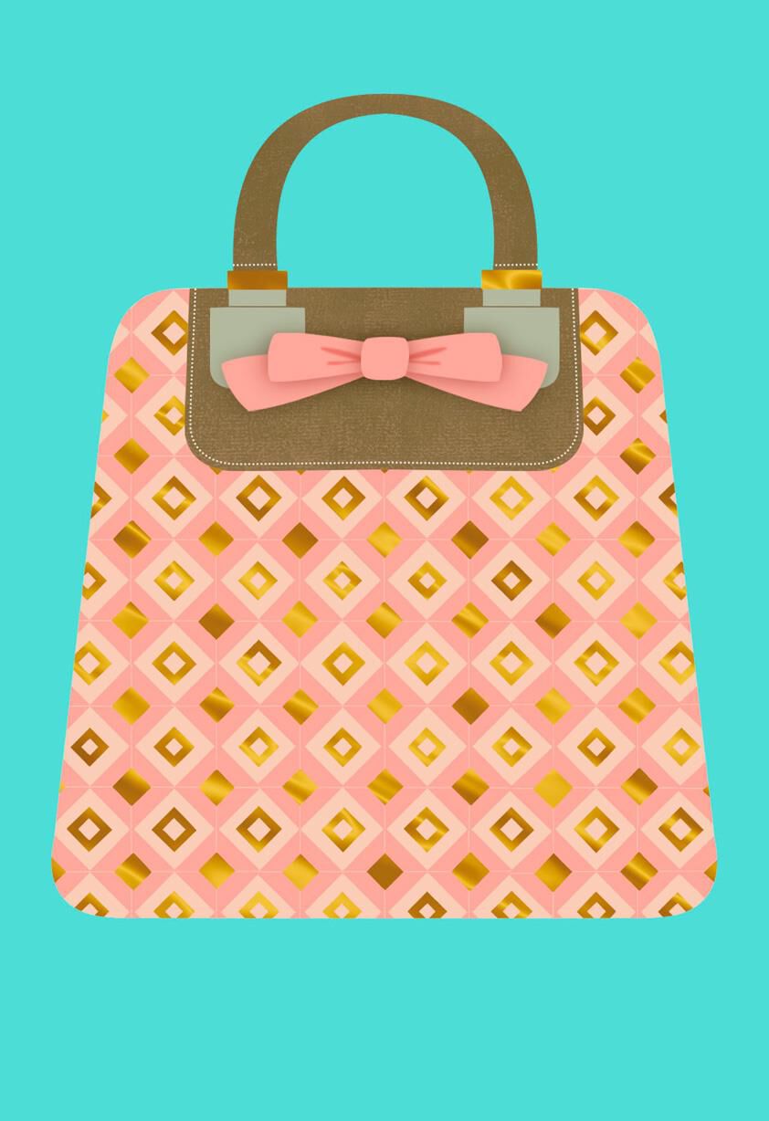 Patterned Pink Purse Blank Card