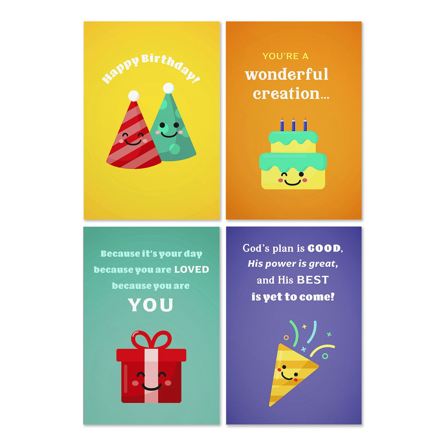 Bold and Bright Assorted Religious Birthday Cards, Box of 12