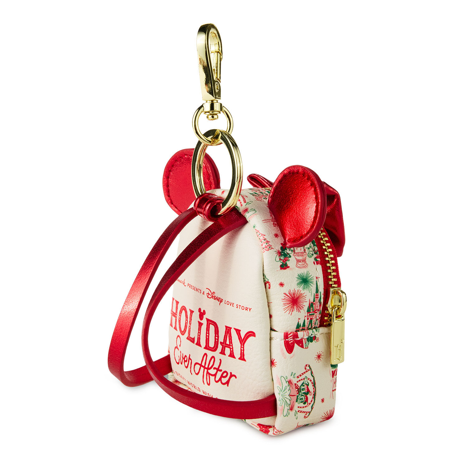 Red Gold Cream Minnie Ears Bag Charm Side image number 3