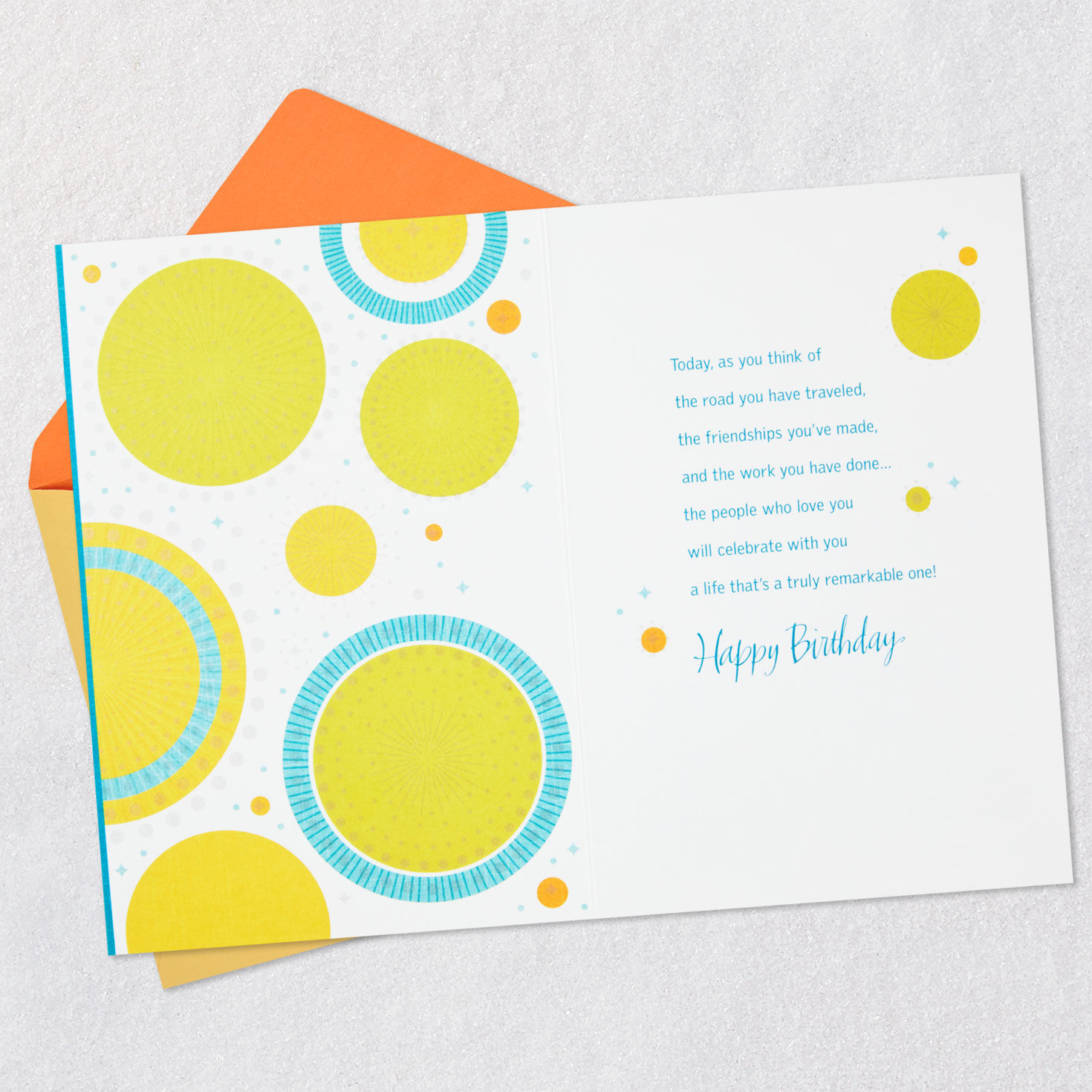 Number 70 Sunbursts 70th Birthday Card Open card with envelope image number 3