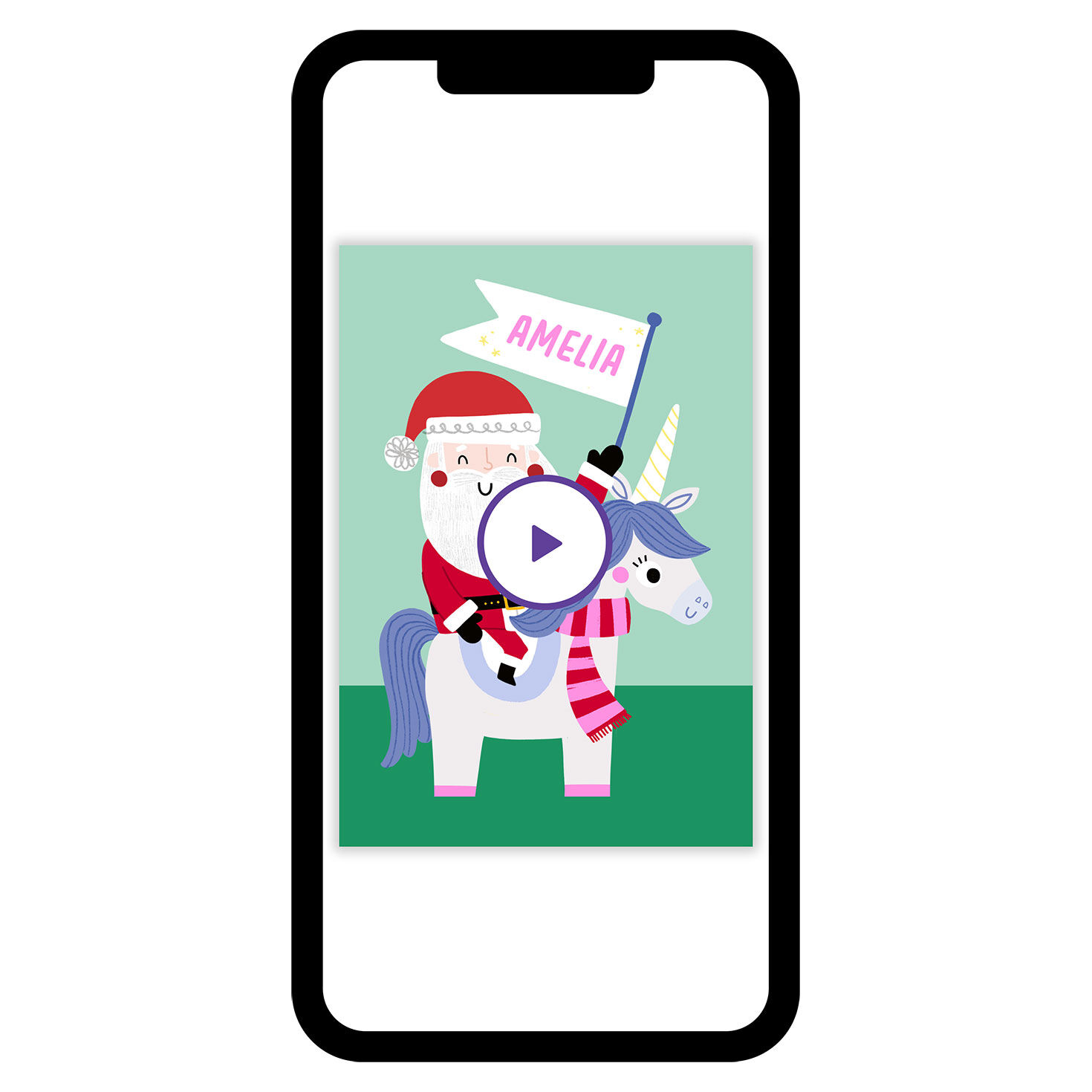 Santa and Unicorn Christmas eCard for Kid