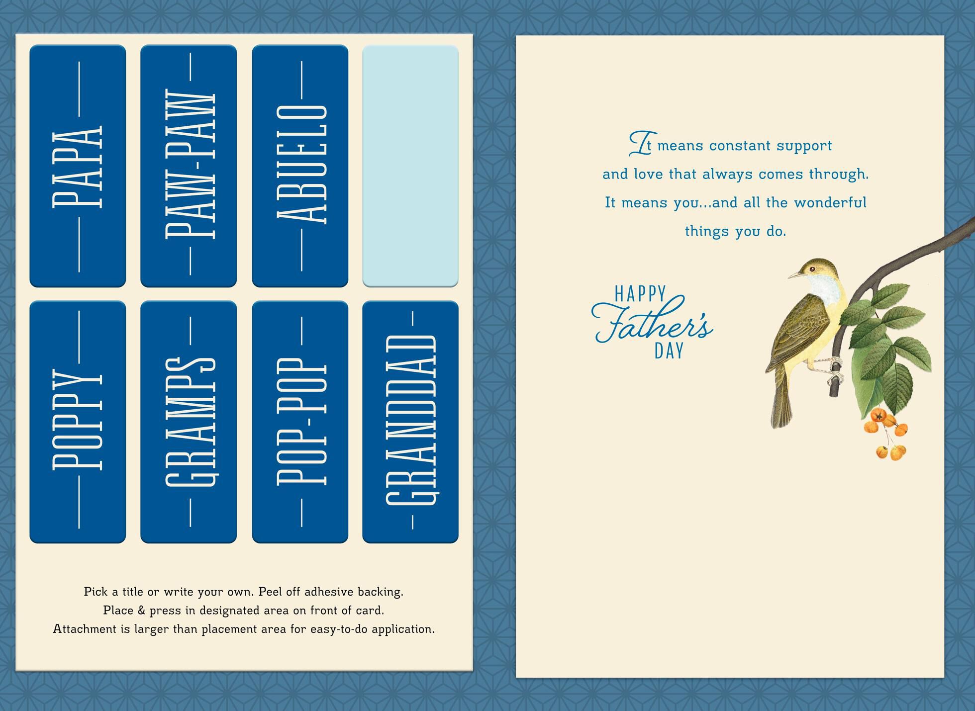 Berry Branch Father's Day Card for Grandpa With Customizable Stickers