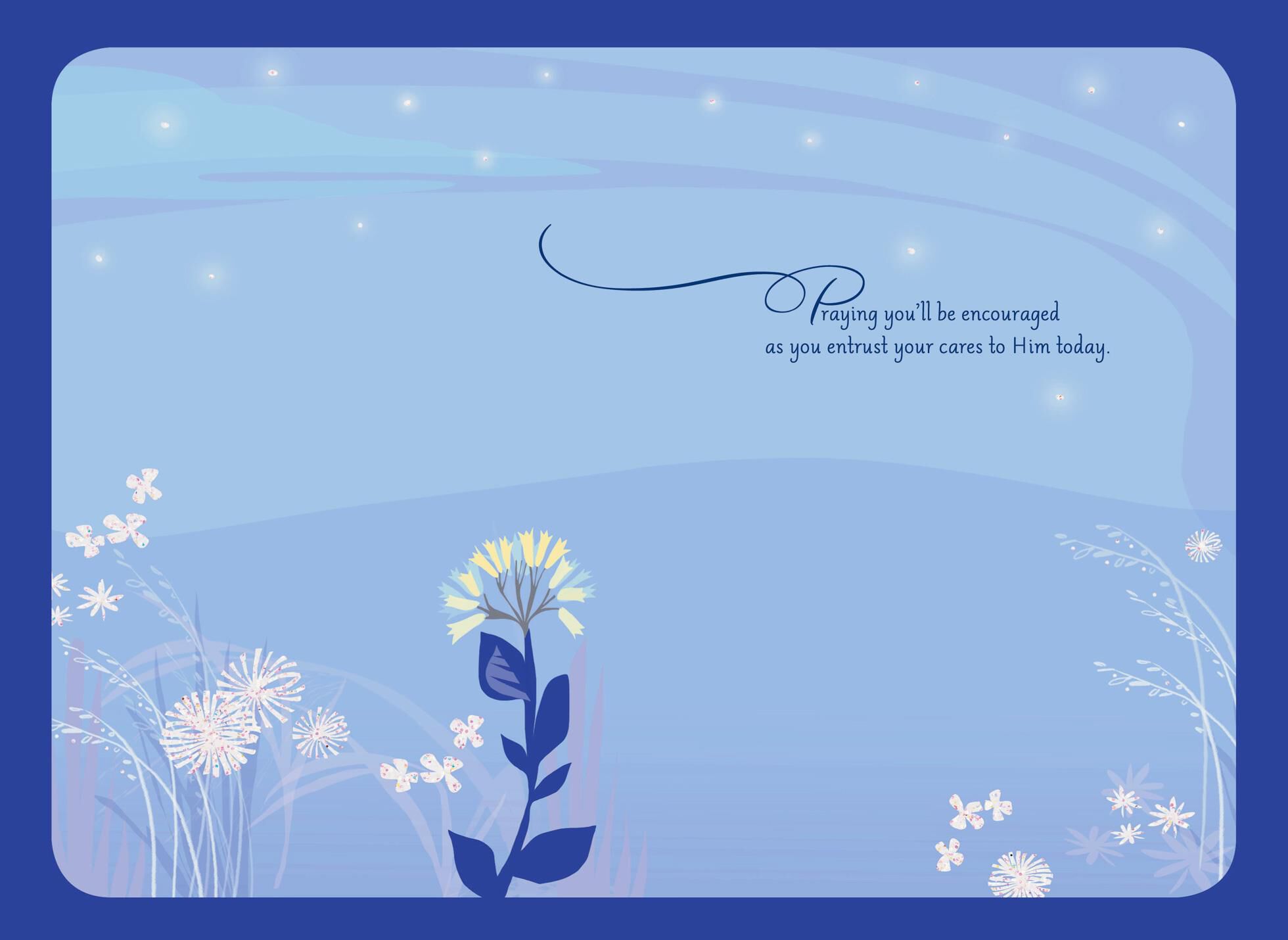 Bright Flowers on Blue Religious Encouragement Card