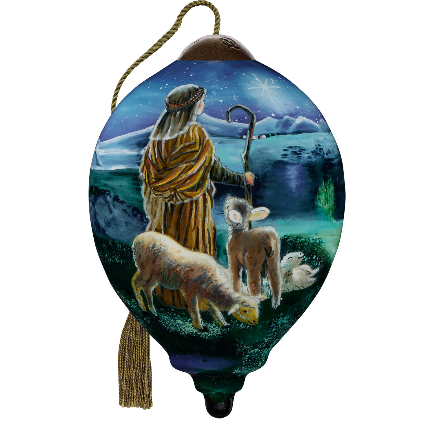 Ne'Qwa Art Come Ye to Bethlehem Glass Christmas Tree Ornament, 3.2"