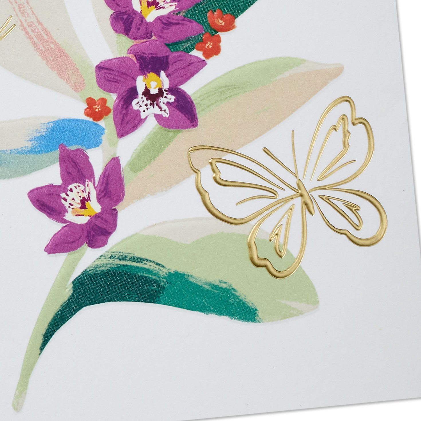 Gold Butterflies and Flowers Romantic Mother's Day Card Card Front Detail image number 4