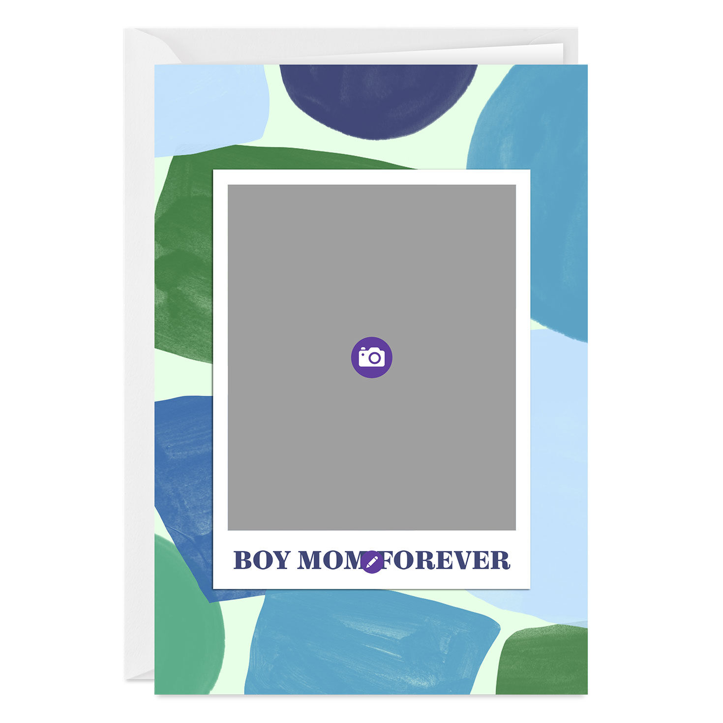 Abstract Blues Personalized Mother's Day Card Card Front indicating personalization image number 3