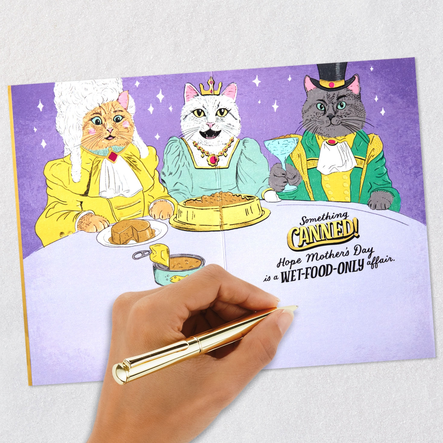 Purple and Gold Mother's Day Card from Cat Signing card image number 6