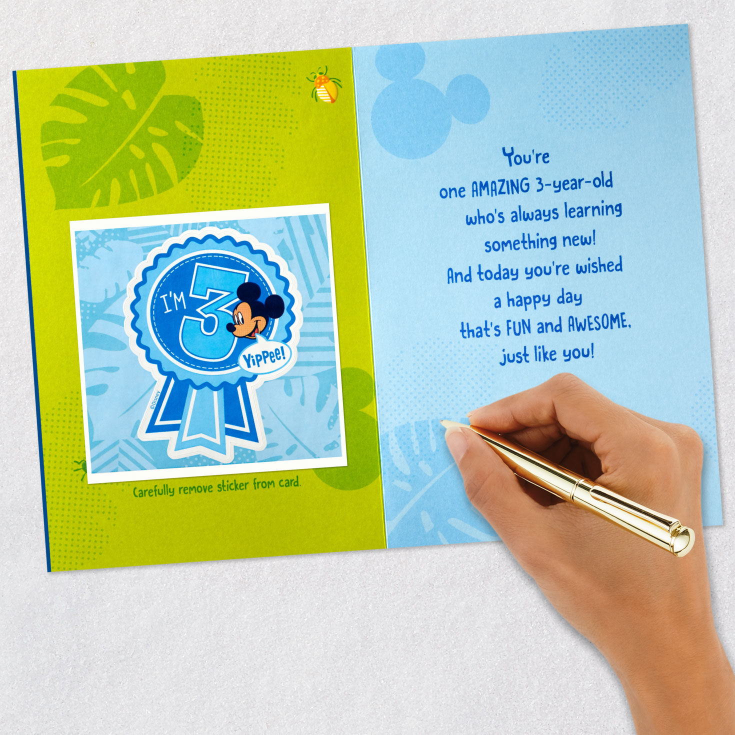 Disney Mickey Mouse and Pluto Third Birthday Card for Kid With Sticker, , large image number 7