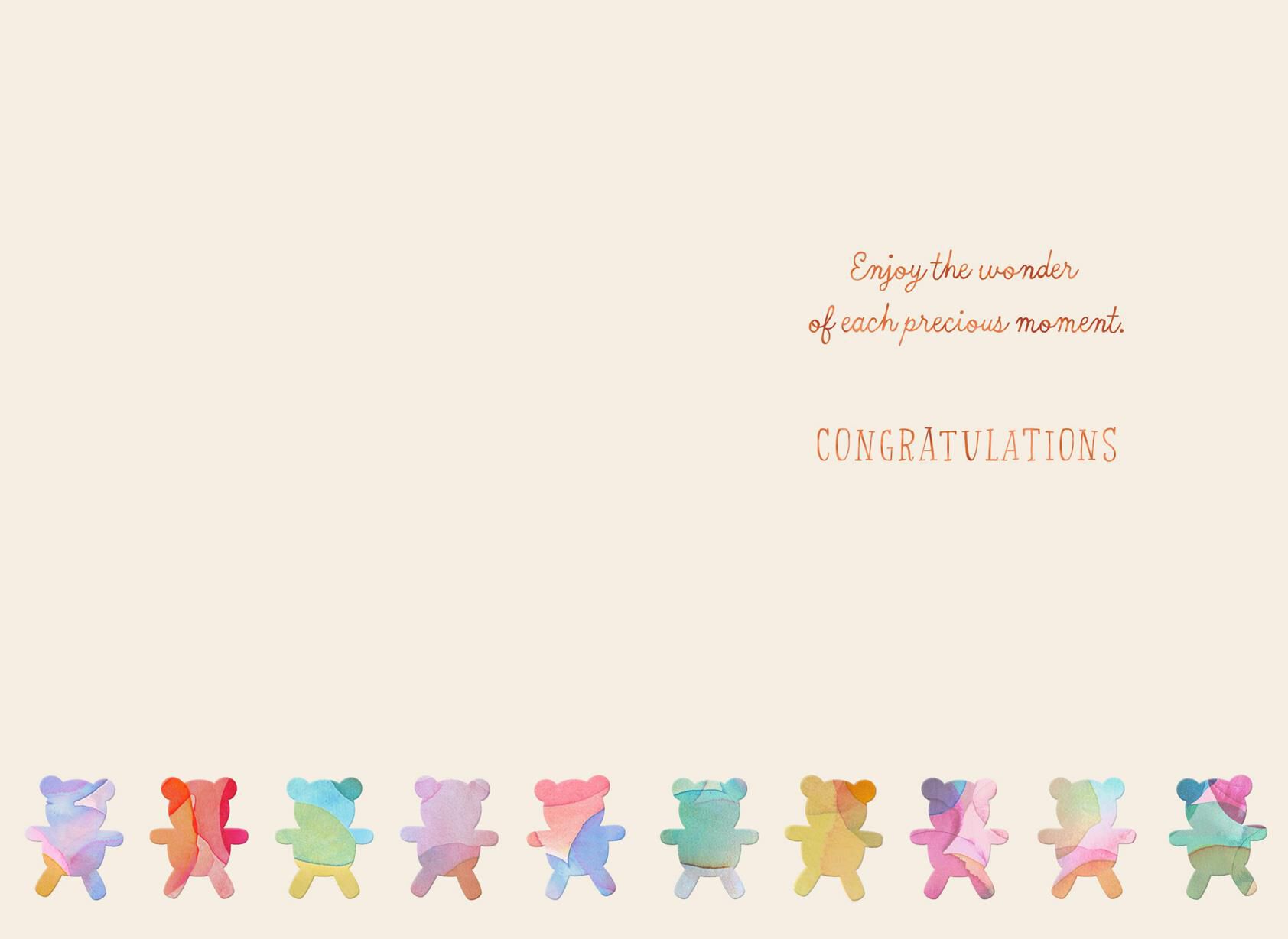 Colorful Teddy Bears New Baby Card