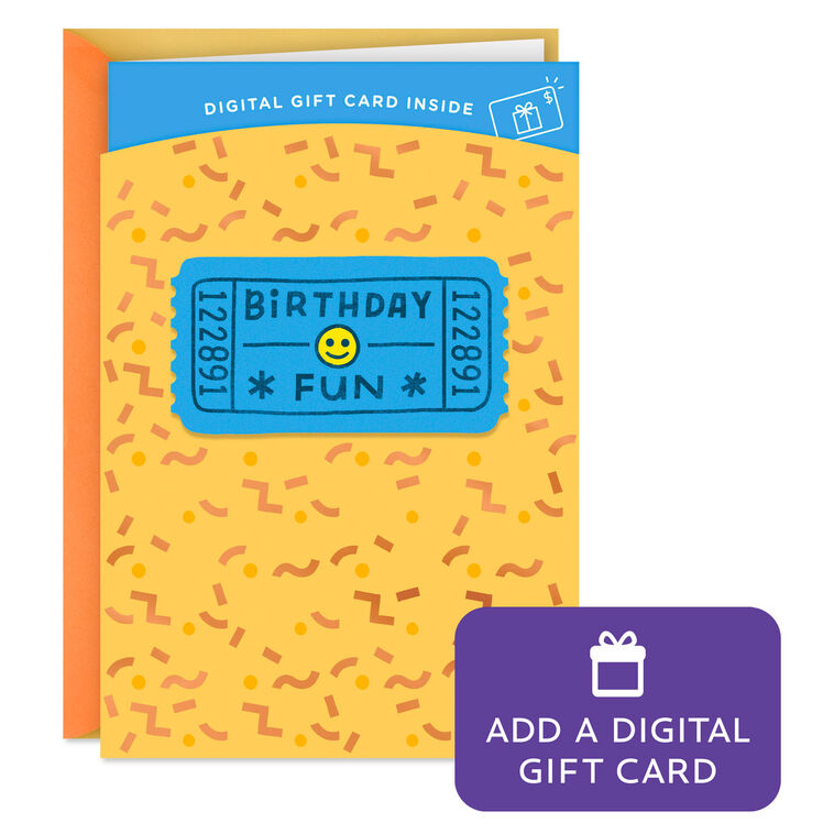Fun Ticket Gift Card Greeting Birthday Card, , large image number 1