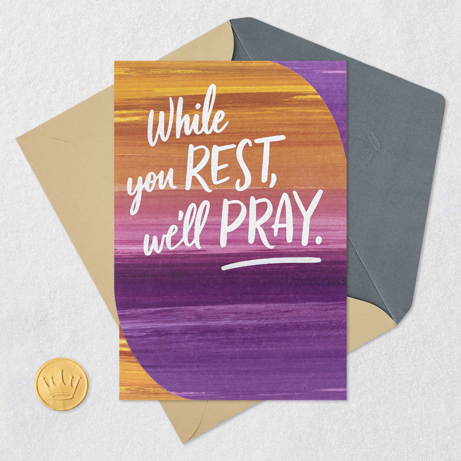 Amber, Pink and Purple Ombr&eacute; Get Well Card Card Front with Envelope and Gold Seal image number 5