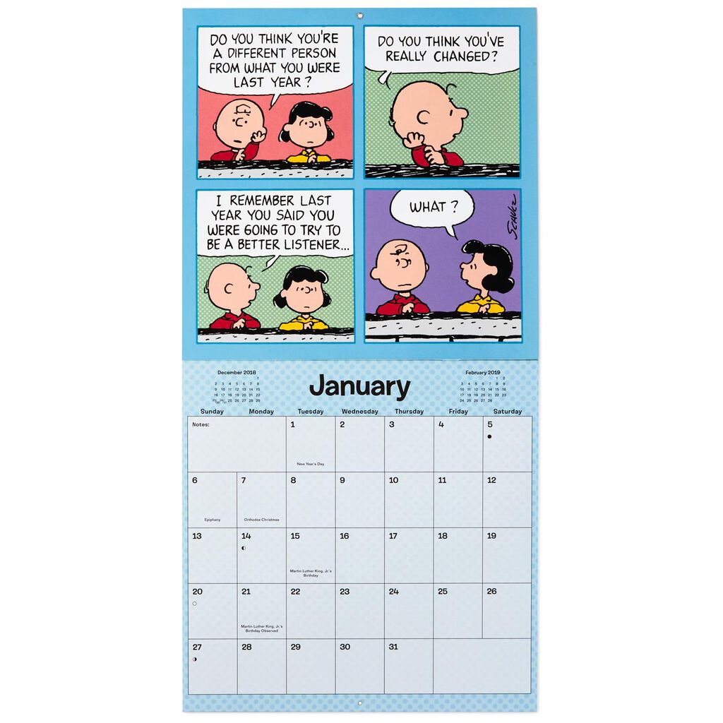 Peanuts® 2019 Wall Calendar, 12Month Calendars Hallmark