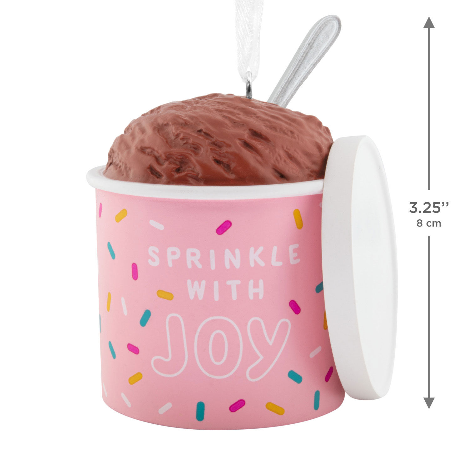 Chocolate Ice Cream in Pink Carton Christmas Ornament measurement image number 3