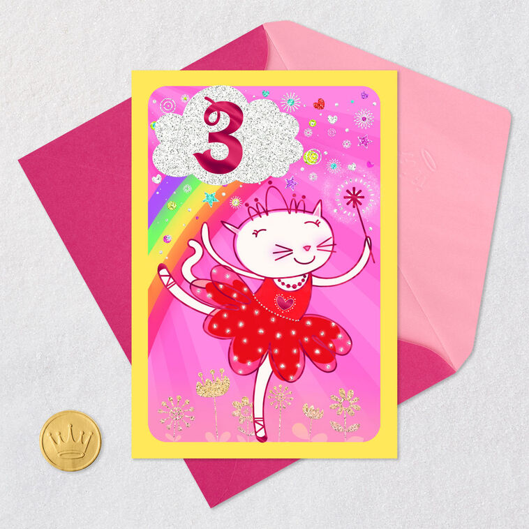 Dancing Cat 3rd Birthday Card for Kids, , large image number 5